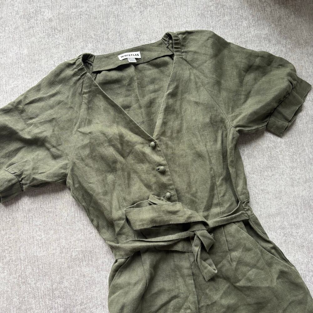 Whistles Olive Green Linen Jumpsuit - Picture 2 of 4
